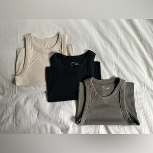 Aerie Tank Tops in Cream, Black, and Gray